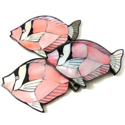 Mosaic Shell Inlaid Resin Flat Back Cabochon Pink Angelfish 65x45mm (1pc)