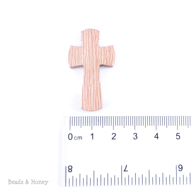 Rosewood Cross Pendant Curved Edge Large 38x22x5mm (3pc or 5pc)