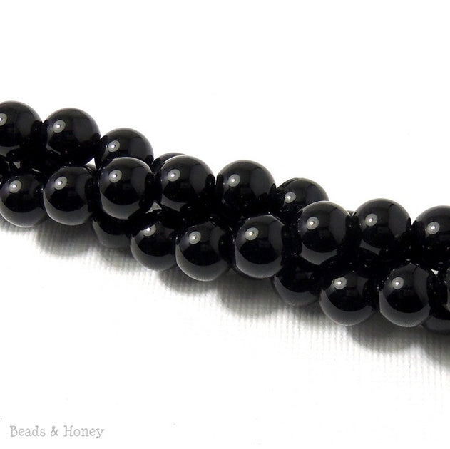 Black Onyx Beads - 8mm round  (Smooth & High Polished for Jewelry Making)