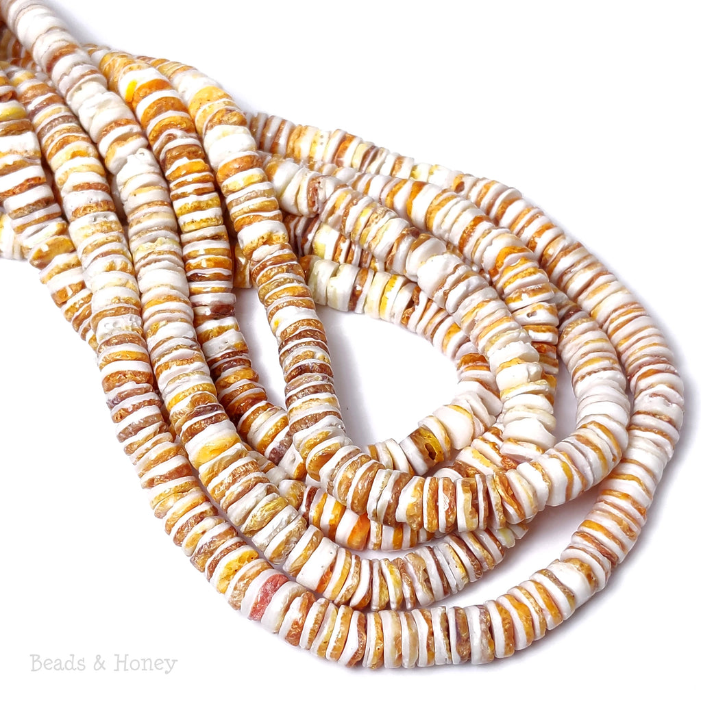 Orange Spiny Oyster Shell Heishe Beads 10-11mm - Genuine 16