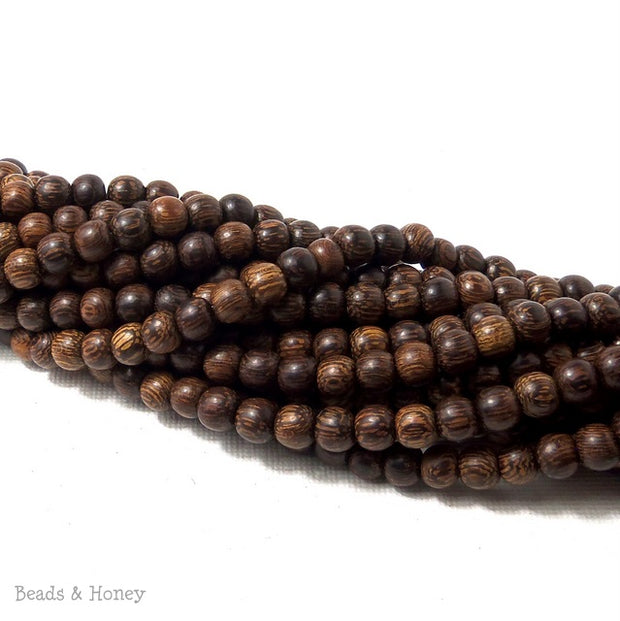 Madre de Cacao Wood Bead Dark Round 6-7mm (16-Inch Strand)