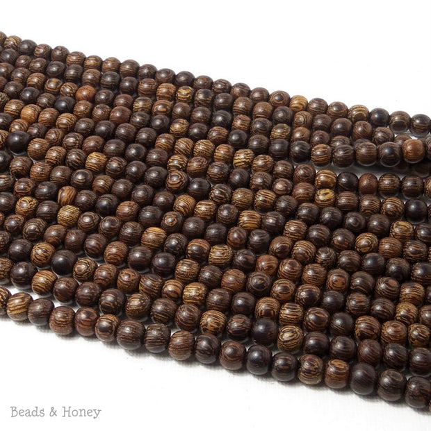 Madre de Cacao Wood Bead Dark Round 6-7mm (16-Inch Strand)