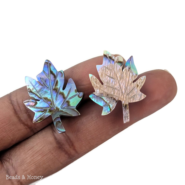 Abalone Shell Focal Beads Grape Leaf 22x28mm (2pcs)