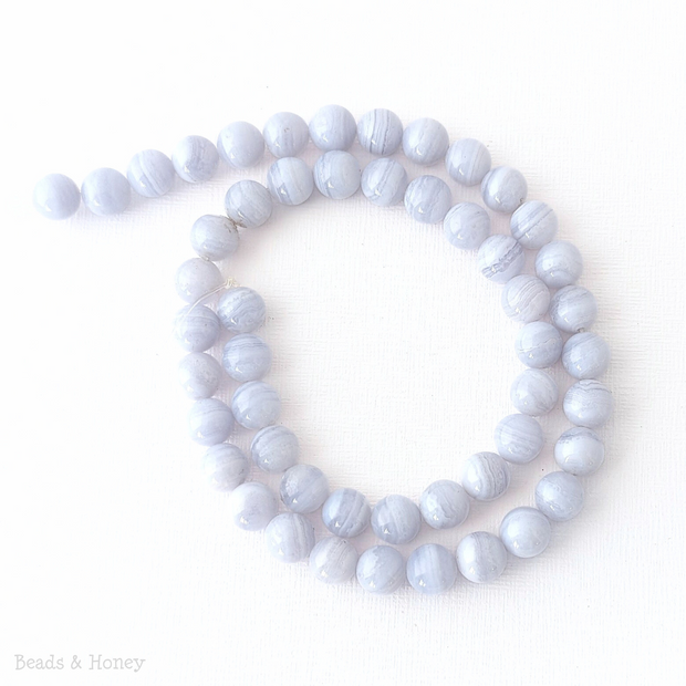 Blue Lace Agate Bead Round 8mm (16 Inch Strand)