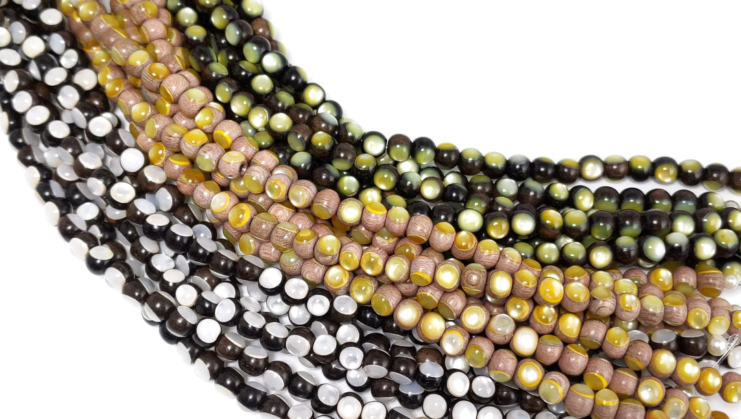 50Pcs 10 Styles Sunflower Theme Printed Wood Beads, Dyed
