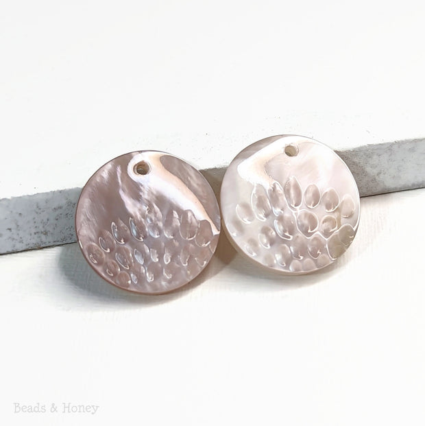 Pink Shell Coin Focal Bead Dotted Design 25mm (2pcs)