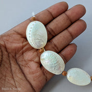 White Baby Abalone Shell Pearlized Doublet Bead Component 1x3/4 inch (3pcs)