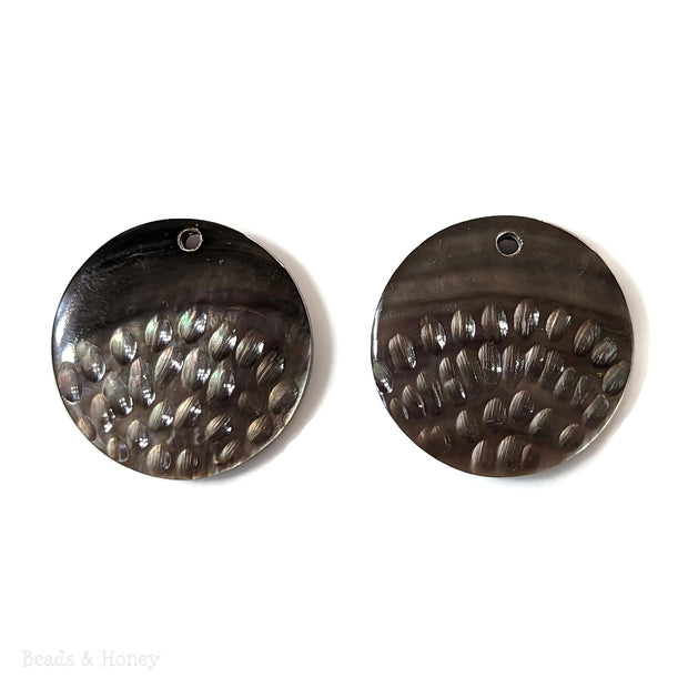 Black Tahiti Shell Coin Focal Bead Dotted Design 25mm (2pcs)