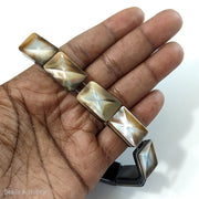 Black Tahiti Shell Double Drilled Rectangle Bead with Inverted Bevel Design 20x12mm (8-Inch Strand)