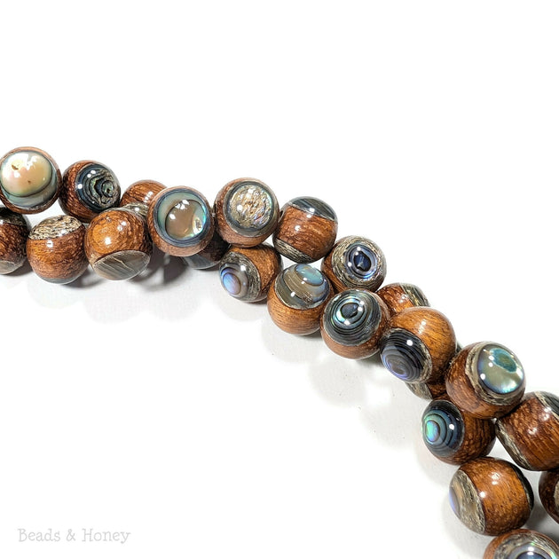 Bayong Wood with Abalone Shell Inlay Round 12mm (Half Strand) – Beads ...