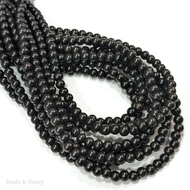 Ebony Wood Bead Black/Dark Brown Round 6-7mm (16-Inch Strand)