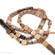 Light Brown Tiger Ebony Square Bead 10mm (16-Inch Strand)