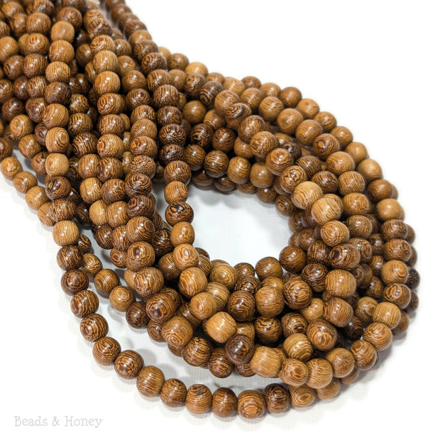 Madre de Cacao Wood Bead Light to Medium Brown Round 7-8mm (16-Inch Strand)