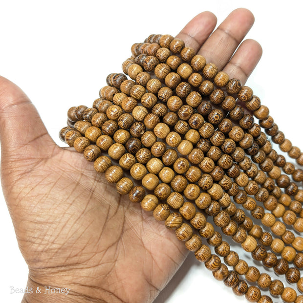 Madre de Cacao Wood Bead Light to Medium Brown Round 7-8mm (16-Inch Strand)