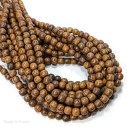 Madre de Cacao Wood Medium-Dark Brown Round 8mm (16-Inch Strand)