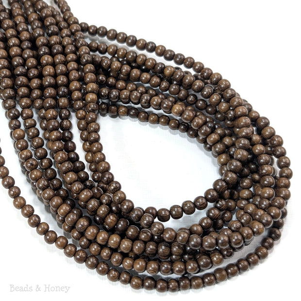 Madre de Cacao Wood Dark Round 4-5mm (16-Inch Strand)