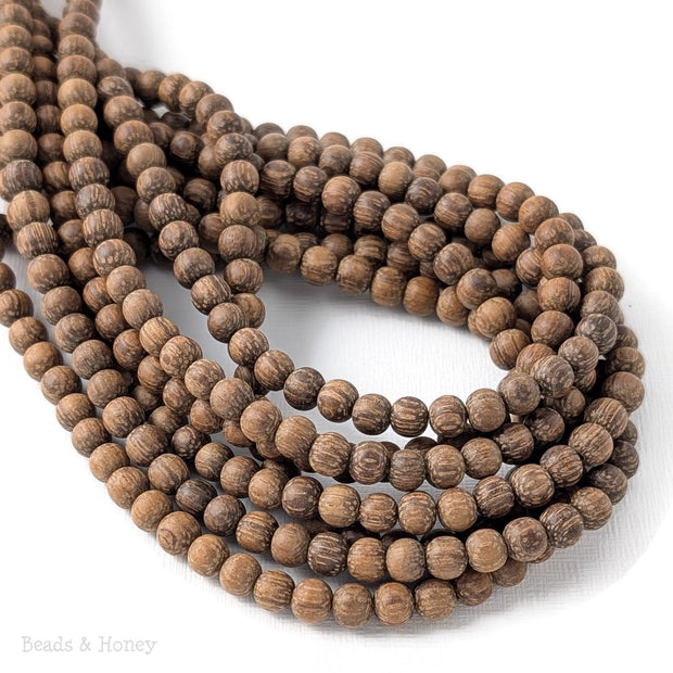 Unfinished Bayong Wood Beads Dark Round 6mm (16-Inch Strand)