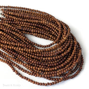 Narra Wood Bead Red Orange to Golden Brown Round 4-5mm (16 Inch Strand)