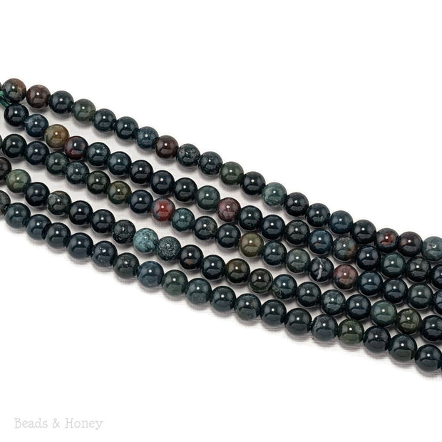 Dakota Stones Bloodstone Large Hole Bead Round 8mm (7.5-Inch Strand)