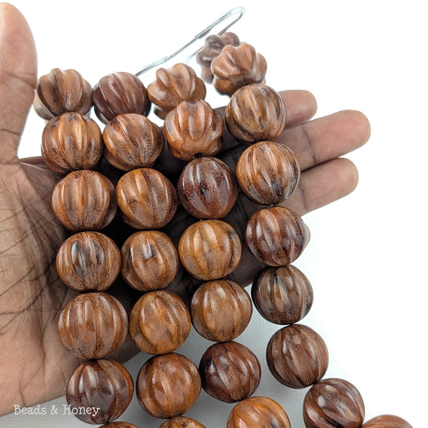 Bayong Wood Carved Ball Bead 20mm (8-Inch Strand)