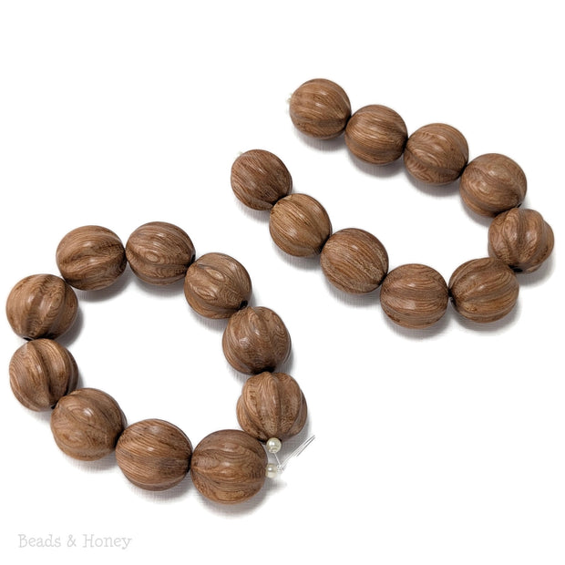 Rosewood Bead Carved Ball 20mm (8-Inch Strand)