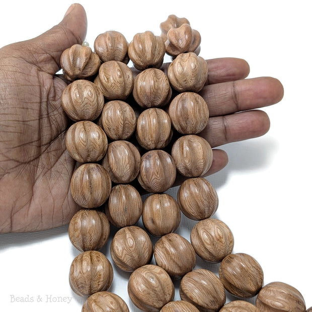 Rosewood Bead Carved Ball 20mm (8-Inch Strand)