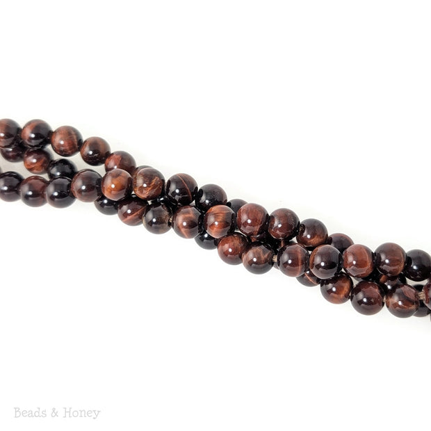 Dakota Stones Red Tiger Eye 8mm Large Hole Round Bead (7.5-Inch Strand)