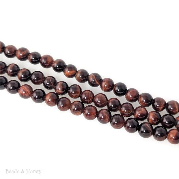 Dakota Stones Red Tiger Eye 8mm Large Hole Round Bead (7.5-Inch Strand)