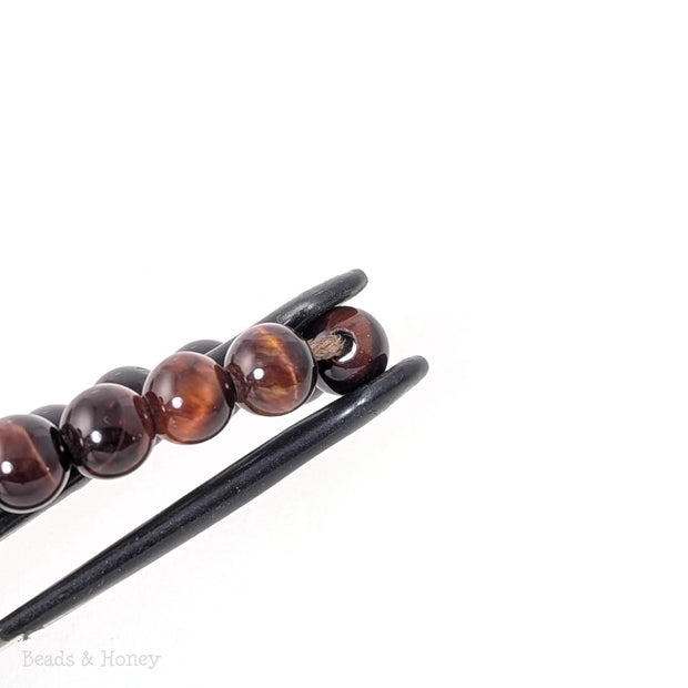 Dakota Stones Red Tiger Eye 8mm Large Hole Round Bead (7.5-Inch Strand)