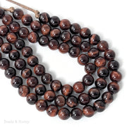 Dakota Stones Red Tiger Eye 8mm Large Hole Round Bead (7.5-Inch Strand)