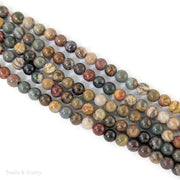 Dakota Stones Red Creek Jasper Large Hole Bead Round 8mm (8-Inch Strand)