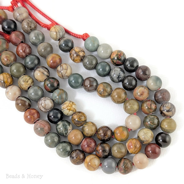 Dakota Stones Red Creek Jasper Large Hole Bead Round 8mm (8-Inch Strand)