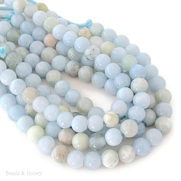 Dakota Stones Aquamarine Large Hole Bead Round 8mm (7.5-Inch Strand)