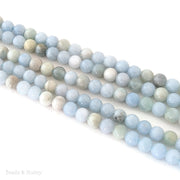 Dakota Stones Aquamarine Large Hole Bead Round 8mm (7.5-Inch Strand)