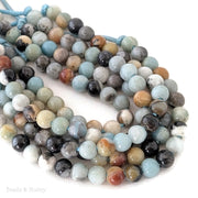 Dakota Stones Black Gold Amazonite Large Hole Bead Round 8mm (7.5-Inch Strand)