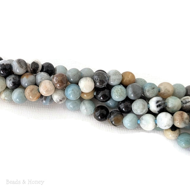 Dakota Stones Black Gold Amazonite Large Hole Bead Round 8mm (7.5-Inch Strand)