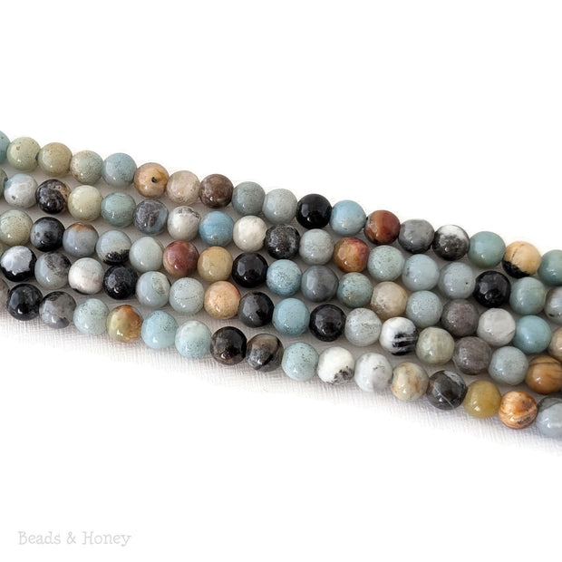 Dakota Stones Black Gold Amazonite Large Hole Bead Round 8mm (7.5-Inch Strand)