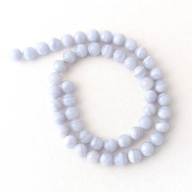 Blue Lace Agate Bead Round 8mm (16 Inch Strand)