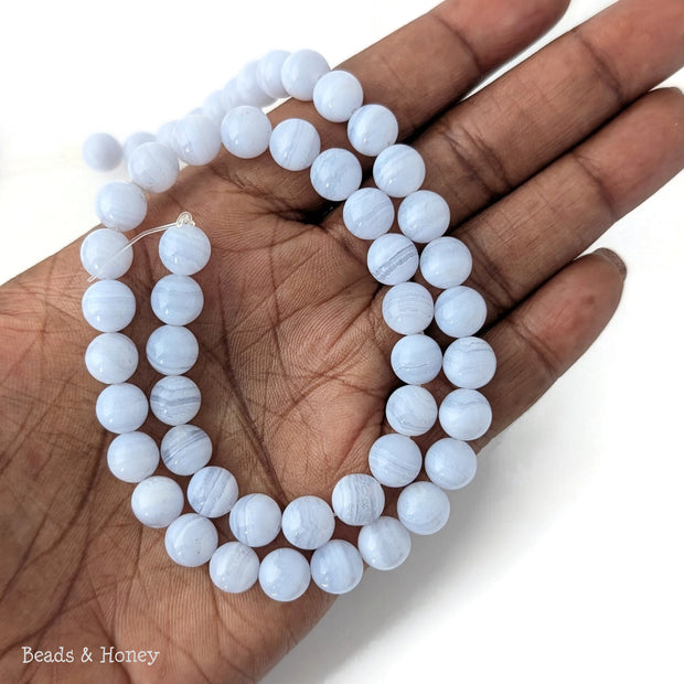 Blue Lace Agate Bead Round 8mm (16 Inch Strand)