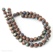 Palmwood Bead with Abalone Shell Inlay Round 8mm (7.5-Inch Strand)