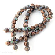 Palmwood Bead with Abalone Shell Inlay Round 8mm (7.5-Inch Strand)