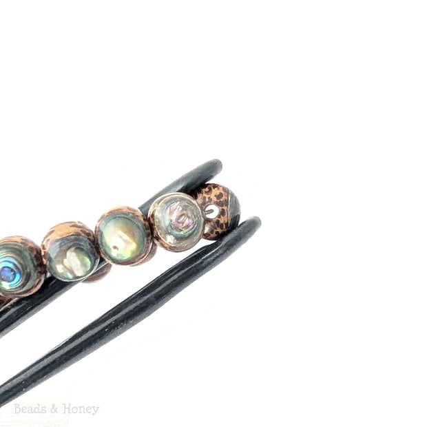 Palmwood Bead with Abalone Shell Inlay Round 8mm (7.5-Inch Strand)