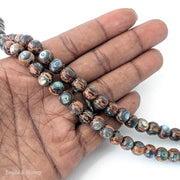 Palmwood Bead with Abalone Shell Inlay Round 8mm (7.5-Inch Strand)