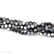 Ebony Wood Bead with White Mother of Pearl Inlay Round 7mm-8mm (8-Inch Strand)