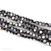 Ebony Wood Bead with White Mother of Pearl Inlay Round 7mm-8mm (8-Inch Strand)