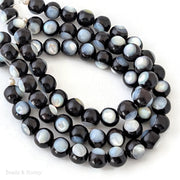 Ebony Wood Bead with White Mother of Pearl Inlay Round 10mm (8-Inch Strand)