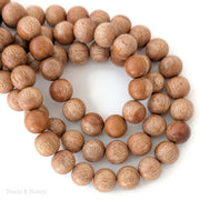 Meranti Wood Bead Light to Medium Round 14mm (16 Inch Strand)