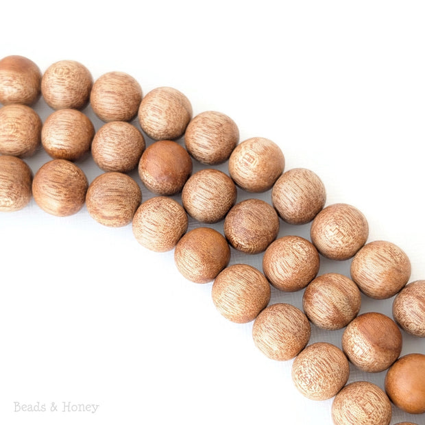 Meranti Wood Bead Light to Medium Round 14mm (16 Inch Strand)