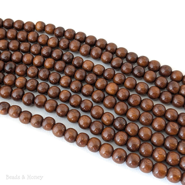Madre de Cacao Wood Dark Large Hole Round 8.5mm (16-Inch Strand)