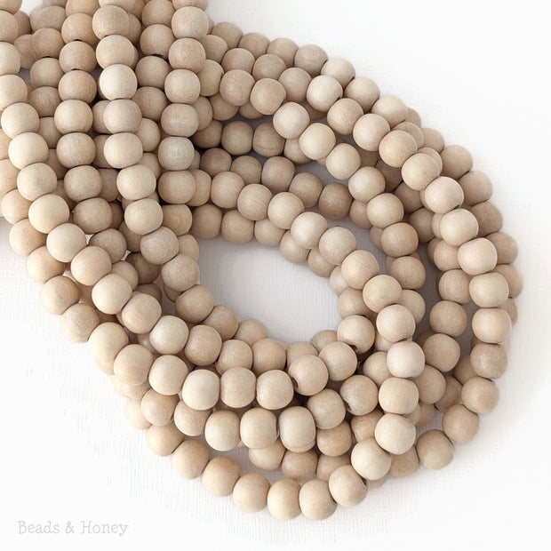 Whitewood Large Hole Bead Round 8.5mm (16-Inch Strand)